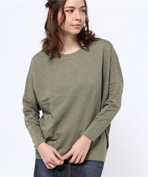 WHO'S WHO gallery（フーズフーギャラリー）の「【SMOOZZYS】切替デザインTEE（Tシャツ/カットソー・レディース・ホワイト/カーキ/ブラック/ライトグレー・FREE）」の13枚目の写真