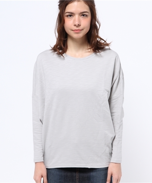 WHO'S WHO gallery（フーズフーギャラリー）の「【SMOOZZYS】切替デザインTEE（Tシャツ/カットソー・レディース・ホワイト/カーキ/ブラック/ライトグレー・FREE）」の5枚目の写真