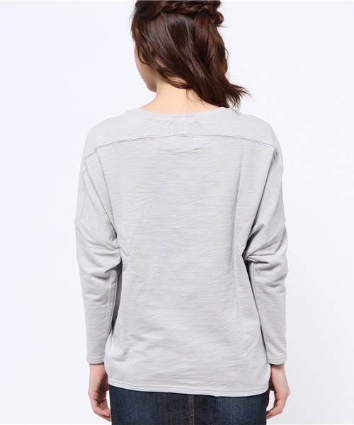 WHO'S WHO gallery（フーズフーギャラリー）の「【SMOOZZYS】切替デザインTEE（Tシャツ/カットソー・レディース・ホワイト/カーキ/ブラック/ライトグレー・FREE）」の7枚目の写真