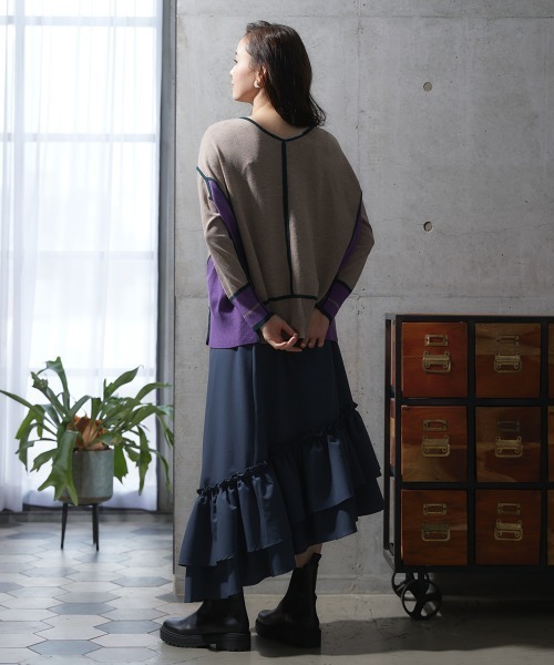 miclat(ミクラ)の「大きいサイズ 配色デザインニット miclat(ニット/セーター・レディース・グレー系/ベージュ系・LL/3L/4L/L)」の11枚目の写真