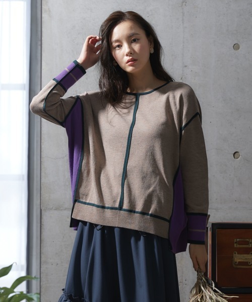 miclat(ミクラ)の「大きいサイズ 配色デザインニット miclat(ニット/セーター・レディース・グレー系/ベージュ系・LL/3L/4L/L)」の12枚目の写真