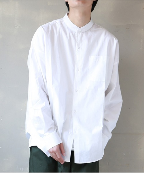 SPINNS(スピンズ)の「【ビックシルエット】長袖 ノーカラーシャツ(シャツ/ブラウス・メンズ・ホワイト/ブラック/サックスブルー・L)」の19枚目の写真