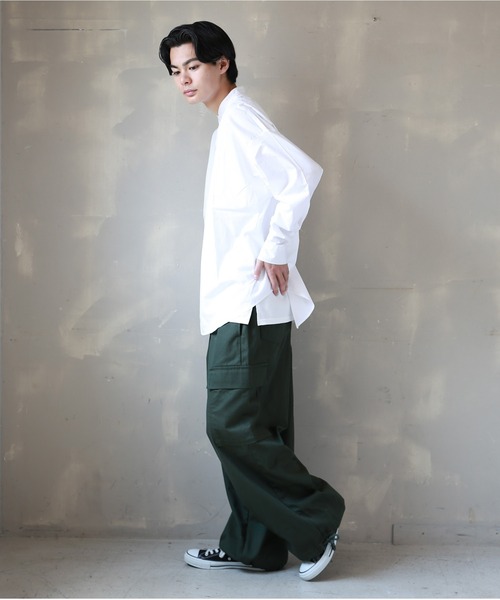 SPINNS(スピンズ)の「【ビックシルエット】長袖 ノーカラーシャツ(シャツ/ブラウス・メンズ・ホワイト/ブラック/サックスブルー・L)」の18枚目の写真