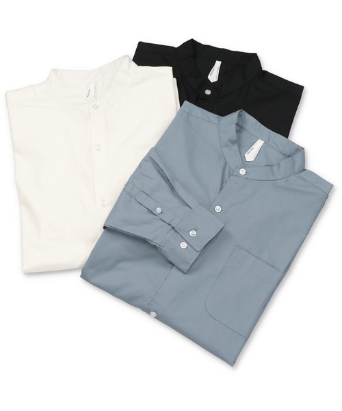 SPINNS(スピンズ)の「【ビックシルエット】長袖 ノーカラーシャツ(シャツ/ブラウス・メンズ・ホワイト/ブラック/サックスブルー・L)」の11枚目の写真