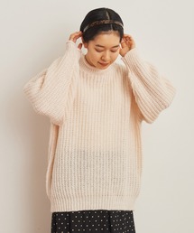 Dot＆Stripes CHILD WOMAN | 太番モヘヤあぜ ハイネックパフスリーブプルオーバー(ニット/セーター)