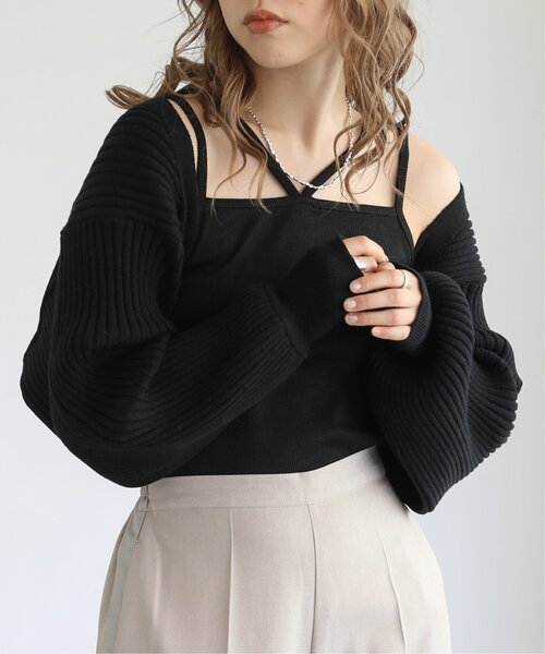 RAY CASSIN（レイカズン）の「リブボレロカーデ×キャミワンピースセット（ワンピース・レディース・ブラック/ブラウン/キナリ/パープル・FREE）」の13枚目の写真