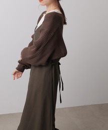 リブボレロカーデ×キャミワンピースセット