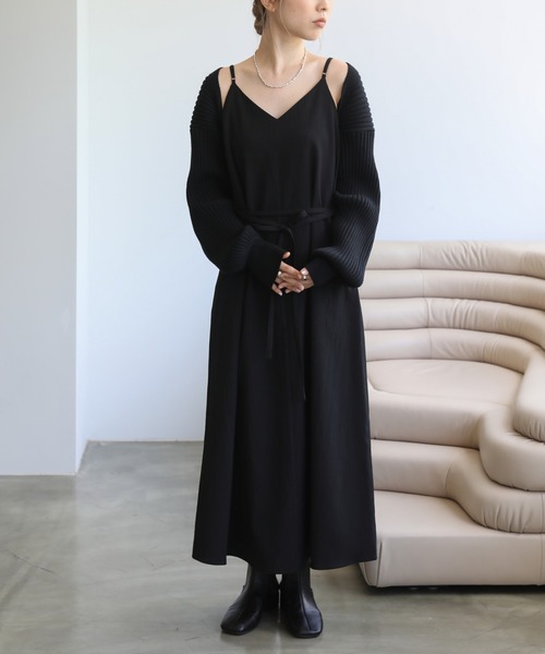 RAY CASSIN（レイカズン）の「リブボレロカーデ×キャミワンピースセット（ワンピース・レディース・ブラック/ブラウン/キナリ/パープル・FREE）」の8枚目の写真