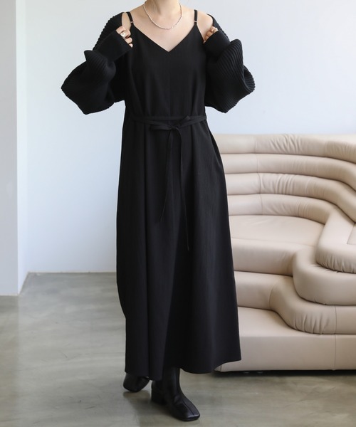 RAY CASSIN（レイカズン）の「リブボレロカーデ×キャミワンピースセット（ワンピース・レディース・ブラック/ブラウン/キナリ/パープル・FREE）」の9枚目の写真