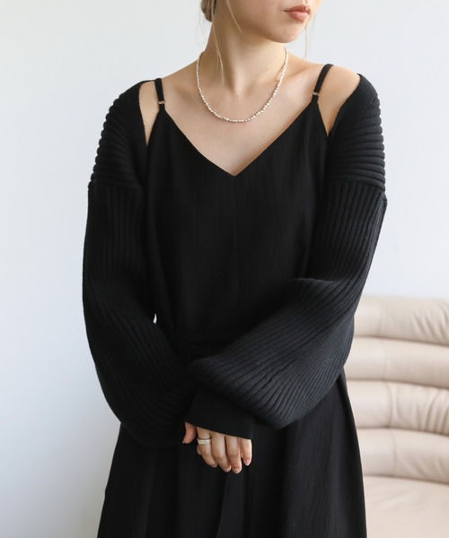 RAY CASSIN（レイカズン）の「リブボレロカーデ×キャミワンピースセット（ワンピース・レディース・ブラック/ブラウン/キナリ/パープル・FREE）」の11枚目の写真