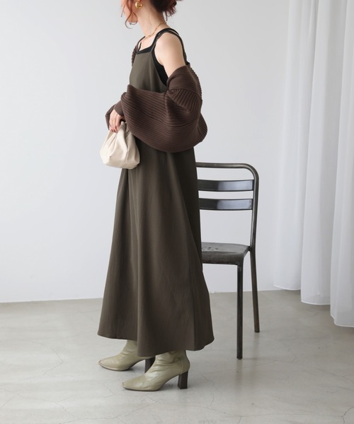 RAY CASSIN（レイカズン）の「リブボレロカーデ×キャミワンピースセット（ワンピース・レディース・ブラック/ブラウン/キナリ/パープル・FREE）」の17枚目の写真