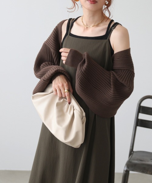 RAY CASSIN（レイカズン）の「リブボレロカーデ×キャミワンピースセット（ワンピース・レディース・ブラック/ブラウン/キナリ/パープル・FREE）」の19枚目の写真