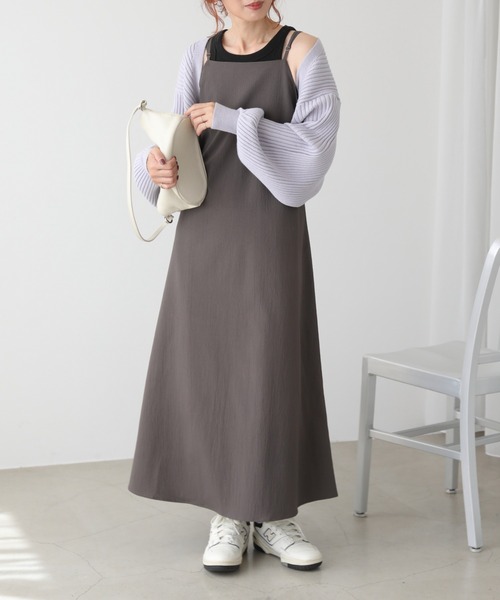 RAY CASSIN（レイカズン）の「リブボレロカーデ×キャミワンピースセット（ワンピース・レディース・ブラック/ブラウン/キナリ/パープル・FREE）」の21枚目の写真