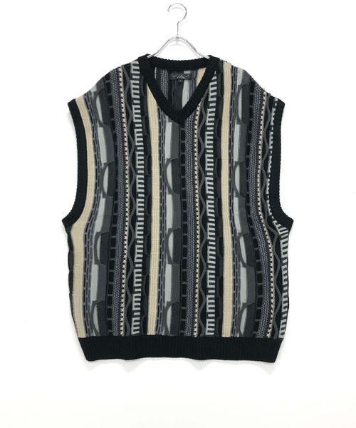 Beno(ビーノ)の「ヴィンテージライク ジャガード 3Dニットベスト(ベスト・メンズ・ベージュ系/グリーン系/ブラック系・M/L)」の20枚目の写真