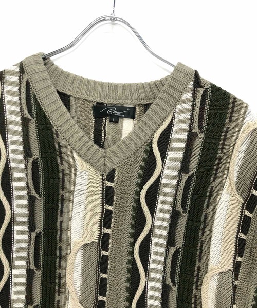 Beno(ビーノ)の「ヴィンテージライク ジャガード 3Dニットベスト(ベスト・メンズ・ベージュ系/グリーン系/ブラック系・M/L)」の22枚目の写真