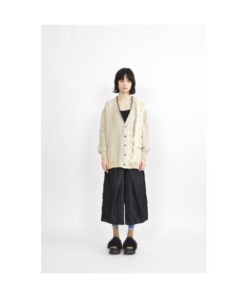 gomme（ゴム）の「Li/Wツイル　ロングスリーブカーディガン（カーディガン/ボレロ・レディース・ブラック/キナリ・MEDIUM）」の3枚目の写真