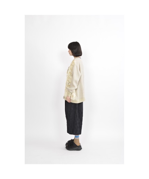 gomme（ゴム）の「Li/Wツイル　ロングスリーブカーディガン（カーディガン/ボレロ・レディース・ブラック/キナリ・MEDIUM）」の6枚目の写真