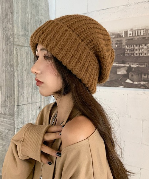 EPICKS（エピックス）の「BIGニットキャップ（ニットキャップ/ビーニー・レディース・ブラック/グリーン/アイボリー/グレー/ブラウン・F）」の4枚目の写真