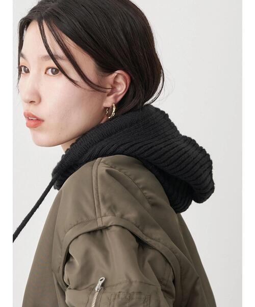 earth music&ecology(アースミュージックアンドエコロジー)の「バラクラバフードキャップ(ニットキャップ/ビーニー・レディース・アイボリー/ブラウン/ブラック/グリーン・FREE)」の12枚目の写真