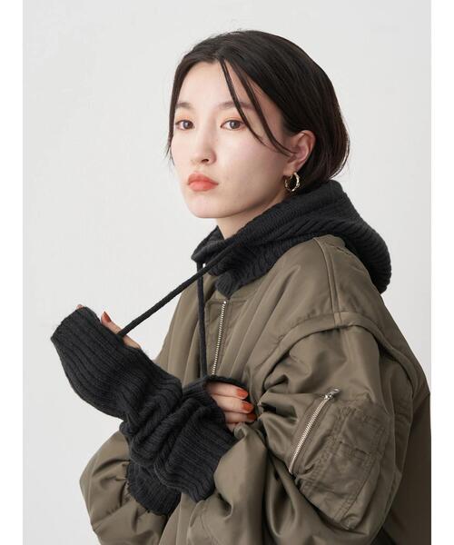 earth music&ecology(アースミュージックアンドエコロジー)の「バラクラバフードキャップ(ニットキャップ/ビーニー・レディース・アイボリー/ブラウン/ブラック/グリーン・FREE)」の17枚目の写真