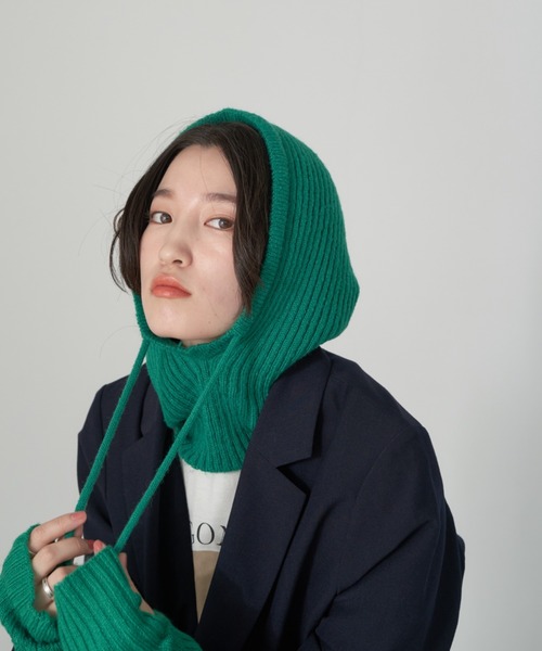 earth music&ecology(アースミュージックアンドエコロジー)の「バラクラバフードキャップ(ニットキャップ/ビーニー・レディース・アイボリー/ブラウン/ブラック/グリーン・FREE)」の4枚目の写真