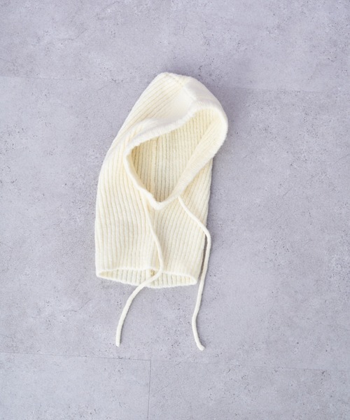 earth music&ecology(アースミュージックアンドエコロジー)の「バラクラバフードキャップ(ニットキャップ/ビーニー・レディース・アイボリー/ブラウン/ブラック/グリーン・FREE)」の8枚目の写真