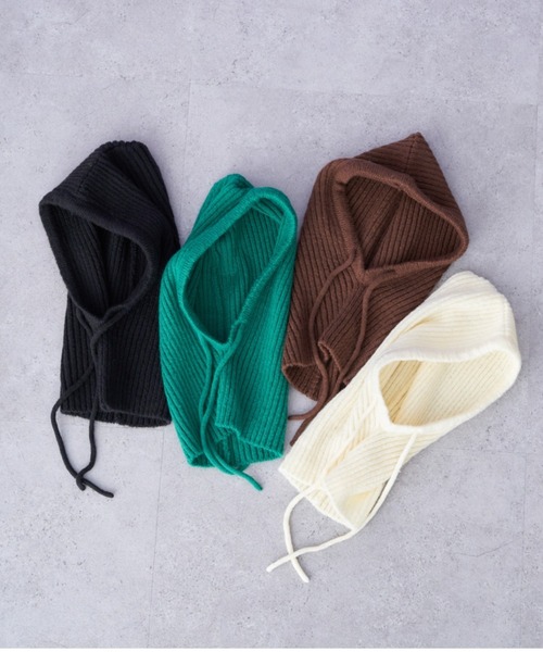earth music&ecology(アースミュージックアンドエコロジー)の「バラクラバフードキャップ(ニットキャップ/ビーニー・レディース・アイボリー/ブラウン/ブラック/グリーン・FREE)」の9枚目の写真