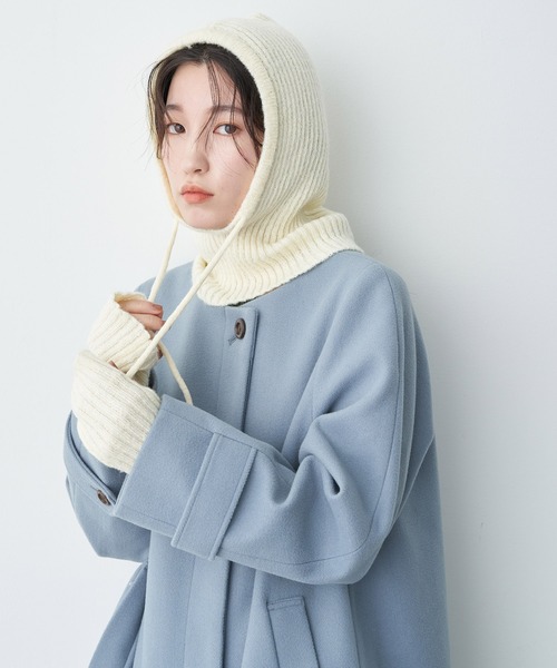 earth music&ecology(アースミュージックアンドエコロジー)の「バラクラバフードキャップ(ニットキャップ/ビーニー・レディース・アイボリー/ブラウン/ブラック/グリーン・FREE)」の5枚目の写真