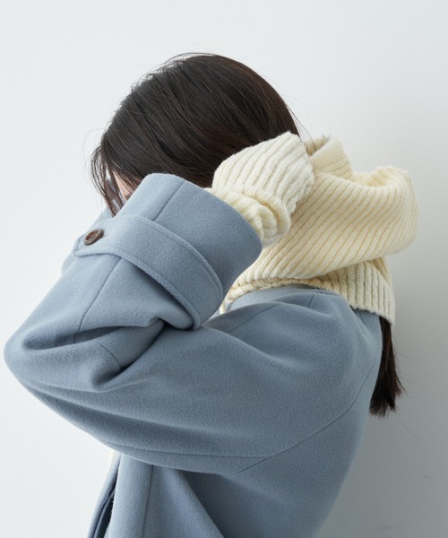 earth music&ecology(アースミュージックアンドエコロジー)の「バラクラバフードキャップ(ニットキャップ/ビーニー・レディース・アイボリー/ブラウン/ブラック/グリーン・FREE)」の7枚目の写真