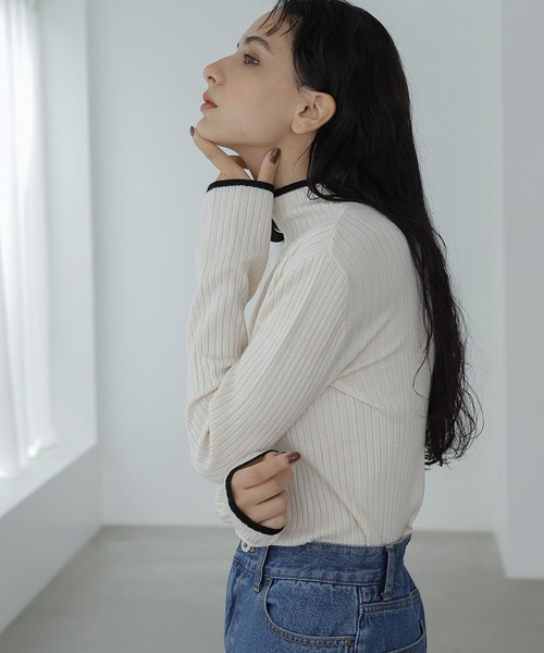 LAKOLE（ラコレ）の「12Gフレアスリーブモックネックニット / 298289（ニット/セーター・レディース・その他9/アイボリー/その他6/オフホワイト/オレンジ/セージグリーン/ベージュ/ブラック・SMALL/MEDIUM）」の2枚目の写真