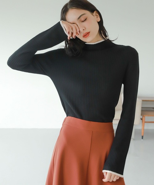 LAKOLE（ラコレ）の「12Gフレアスリーブモックネックニット / 298289（ニット/セーター・レディース・その他9/アイボリー/その他6/オフホワイト/オレンジ/セージグリーン/ベージュ/ブラック・SMALL/MEDIUM）」の3枚目の写真