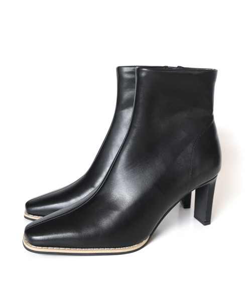 AmiAmi(アミアミ)の「【7.5cmヒールVer.】スクエアトゥブーツ/プレートヒール(ブーツ・レディース・ブラック/アイボリー/ブラック系その他/グレイッシュベージュ/グレー/ブラック×ブラック・LL/S/M/L)」の13枚目の写真