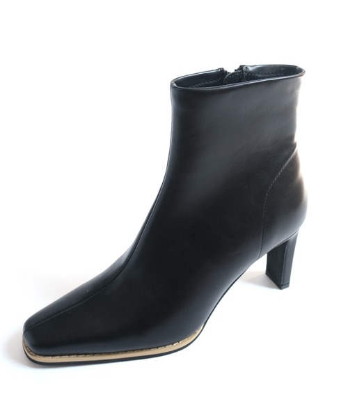 AmiAmi(アミアミ)の「【7.5cmヒールVer.】スクエアトゥブーツ/プレートヒール(ブーツ・レディース・ブラック/アイボリー/ブラック系その他/グレイッシュベージュ/グレー/ブラック×ブラック・LL/S/M/L)」の14枚目の写真