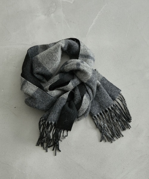 JUNRED（ジュンレッド）の「ウールリバーシブルマフラー（マフラー・メンズ・ブラック系その他/ブラウン系その他/ベージュ系その他・FREE）」の2枚目の写真