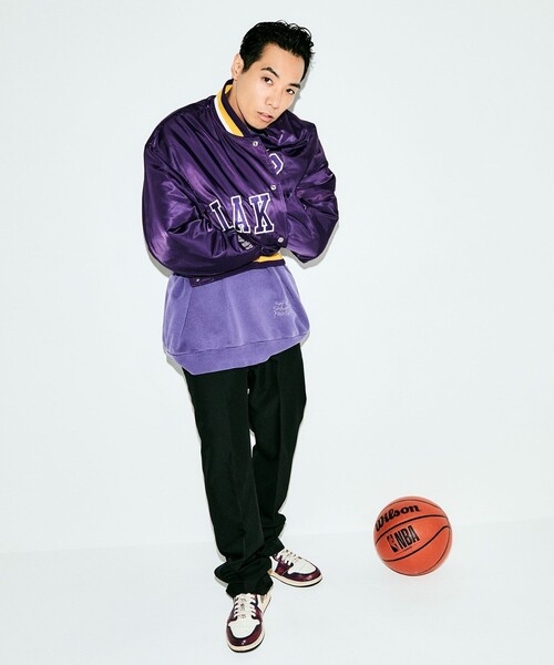 NBA/エヌビーエー NBA チームロゴ刺繍 ナイロン バーシティジャケット