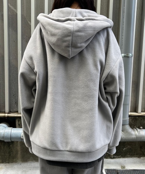 XU(エックスユー)の「【XU/エックスユー】fleece zip hoodie / ジップアップパーカー zip-up ジップアップ ジップアップフーディ パーカー フーディ スウェット 春服 秋服 冬服 羽織 フリース フリースフーディ(パーカー・メンズ・ブラック/グレー・ONE SIZE)」の10枚目の写真