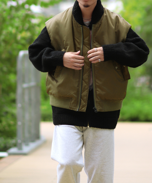 KIFFE（キッフェ）の「【KIFFE/キッフェ】BIG FIT MA-1 ベスト（MA-1・メンズ・ブラック/カーキ・FREE）」の3枚目の写真