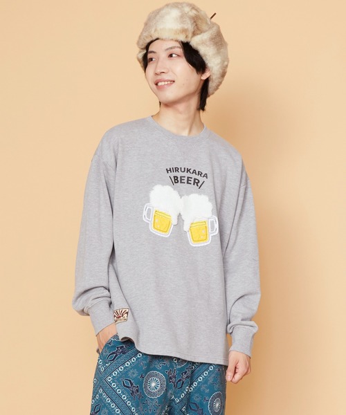 チャイハネ(チャイハネ)の「【チャイハネ】Amina×grn パチモMEN'SトップスLサイズ(スウェット・メンズ・グレー/グリーン/キャメル・FREE)」の2枚目の写真