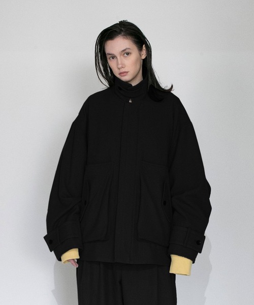 VOAAOV(ヴォアーブ)の「【VOAAOV】BISHU TUMBLER KERSEY WOOL Blouson(ブルゾン・メンズ・ブラック/ベージュ・1/2)」の2枚目の写真