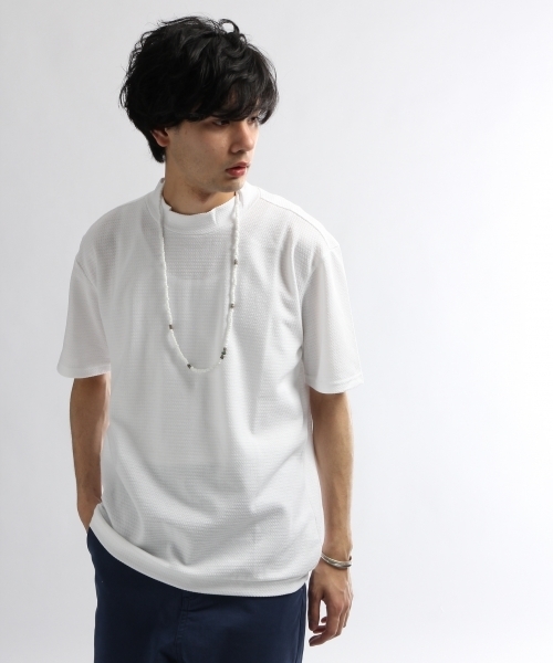 HARE(ハレ)の「【COOL MAX】リンクスモックネックカットソー(HARE)(Tシャツ/カットソー・メンズ・オフホワイト/ブラック/グレー・SMALL/MEDIUM)」の1枚目の写真