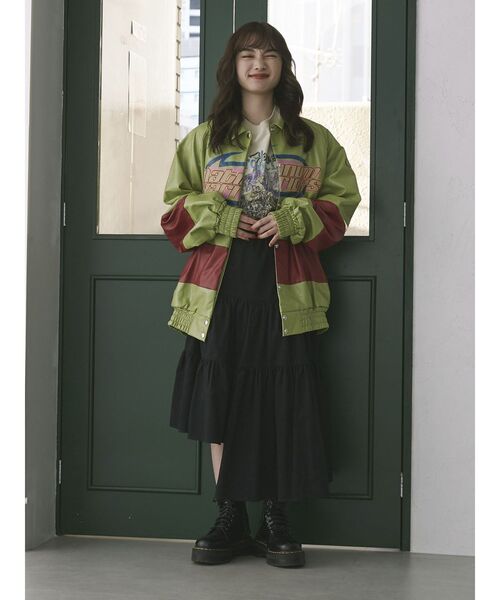 jouetie（ジュエティ）の「ヴィンテージライクレーシングジャケット（ブルゾン・レディース・ブラック/オフホワイト/グリーン・MEDIUM）」の18枚目の写真