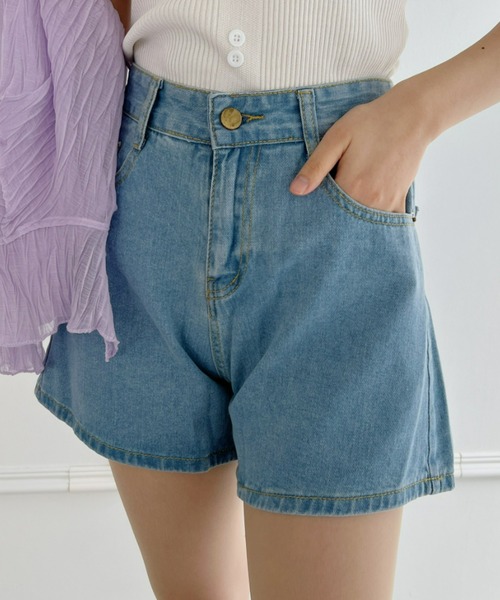 Loueme（ルエム）の「Aラインデニムショートパンツ（デニムパンツ・レディース・ホワイト/ネイビー/ブラック/ライトブルー・M/L）」の4枚目の写真