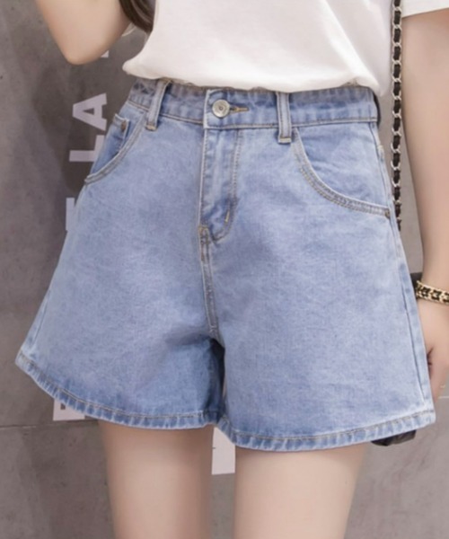 Loueme（ルエム）の「Aラインデニムショートパンツ（デニムパンツ・レディース・ホワイト/ネイビー/ブラック/ライトブルー・M/L）」の9枚目の写真