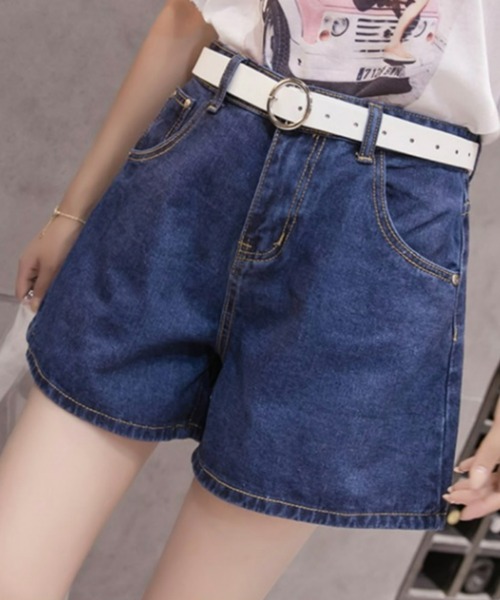 Loueme（ルエム）の「Aラインデニムショートパンツ（デニムパンツ・レディース・ホワイト/ネイビー/ブラック/ライトブルー・M/L）」の12枚目の写真