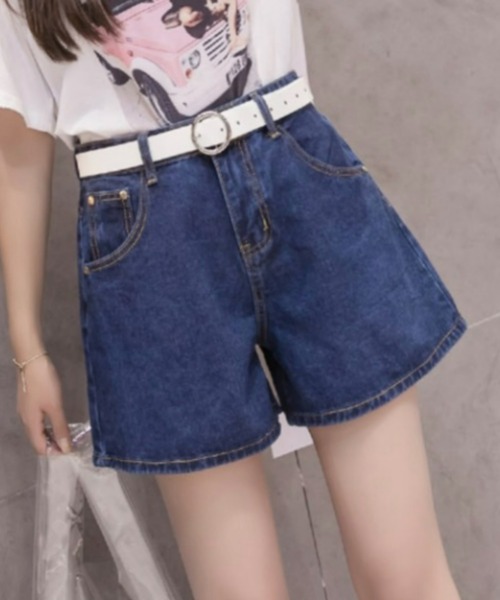 Loueme（ルエム）の「Aラインデニムショートパンツ（デニムパンツ・レディース・ホワイト/ネイビー/ブラック/ライトブルー・M/L）」の13枚目の写真