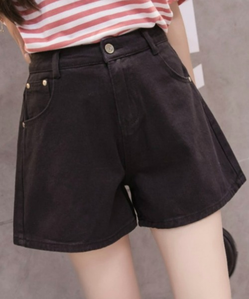 Loueme（ルエム）の「Aラインデニムショートパンツ（デニムパンツ・レディース・ホワイト/ネイビー/ブラック/ライトブルー・M/L）」の16枚目の写真