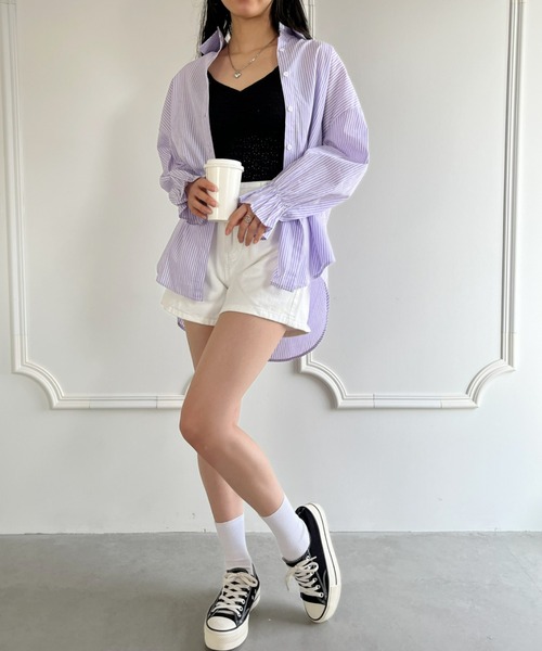 Loueme（ルエム）の「Aラインデニムショートパンツ（デニムパンツ・レディース・ホワイト/ネイビー/ブラック/ライトブルー・M/L）」の22枚目の写真