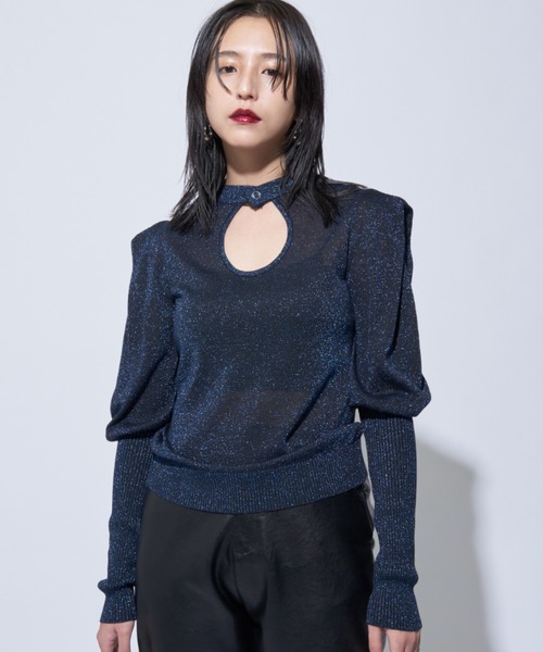 Solace(ソレイス)の「ラメニットホールオープントップス(ニット/セーター・レディース・ブラック/ベージュ/ライトグレー・FREE)」の15枚目の写真