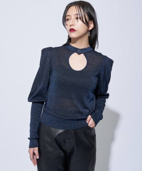 Solace(ソレイス)の「ラメニットホールオープントップス(ニット/セーター・レディース・ブラック/ベージュ/ライトグレー・FREE)」の14枚目の写真