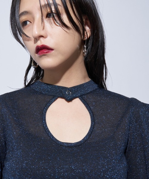 Solace(ソレイス)の「ラメニットホールオープントップス(ニット/セーター・レディース・ブラック/ベージュ/ライトグレー・FREE)」の16枚目の写真